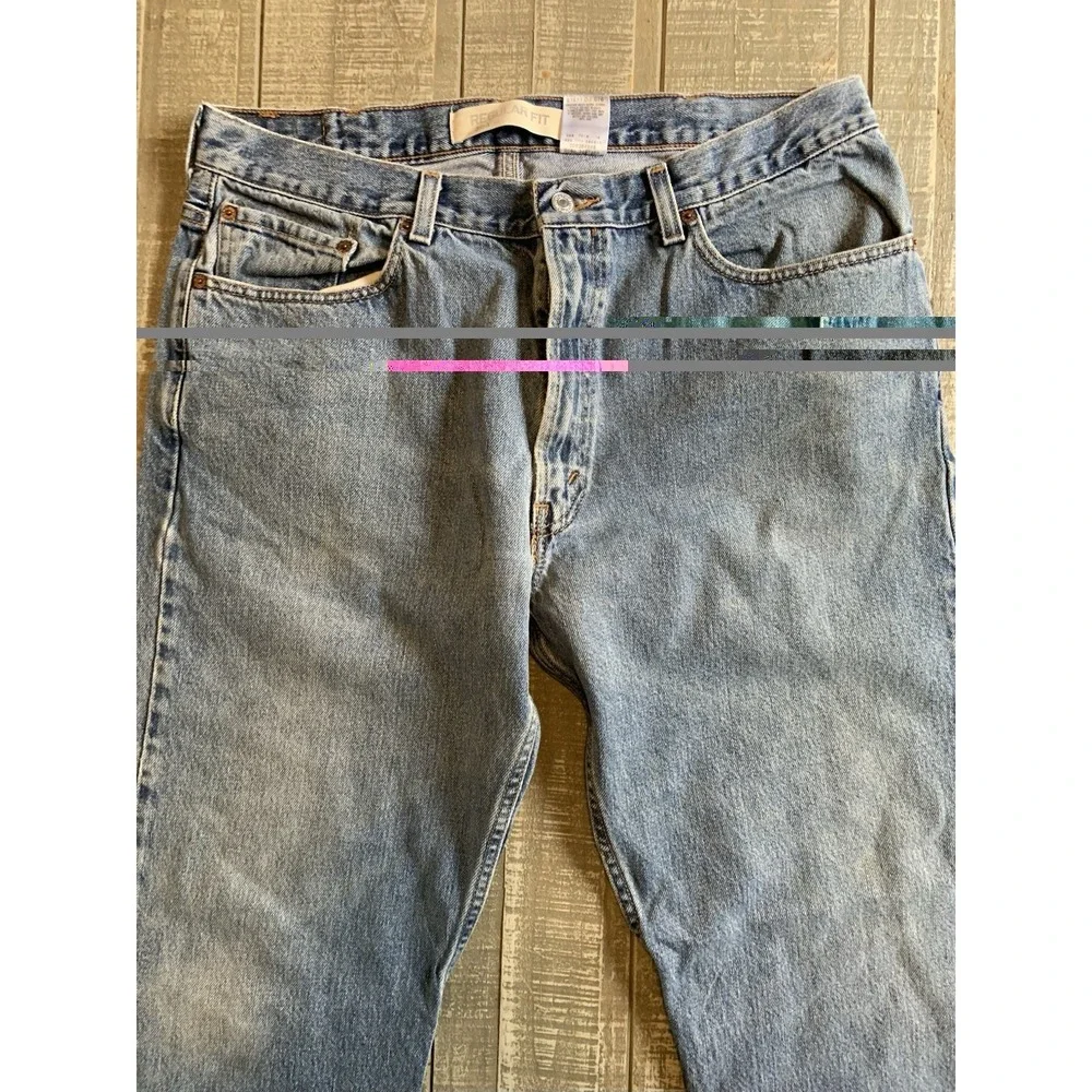 Levi's 505 Regular Fit Blue Jeans Men's 38x30 2001 Y2K Faded Distressed Levi